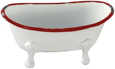 Red Rim White Enamel Bathtub Soap Dish