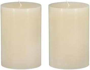 Set of 2 Unscented Soy Wax Pillar Candles - 4x6 Inches Ivory