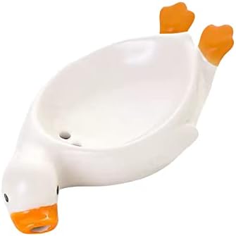 Ceramic Self Draining Soap Dish in Cute Duck Shape