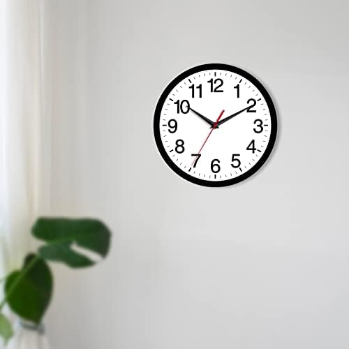 Rohioue 10 Inch Black Wall Clock Modern Silent Non Ticking Analog