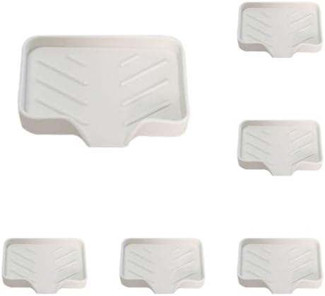 6 Pack Silicone Soap Dishes with Drain Spout - White