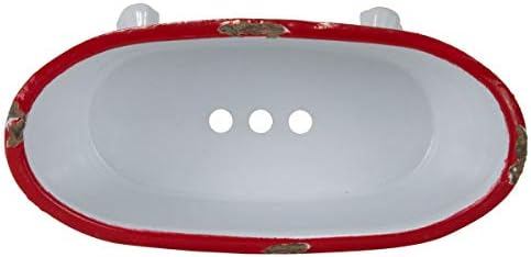 Red Rim White Enamel Bathtub Soap Dish