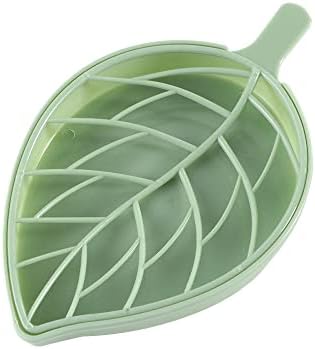 3Pcs Leaf-Shaped Soap Dishes with Drainage Tray Fashionable Bathroom Holder in Green