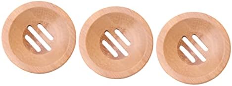 IMIKEYA 3pcs Round Bamboo Soap Dish Holder for Bathroom Kitchen