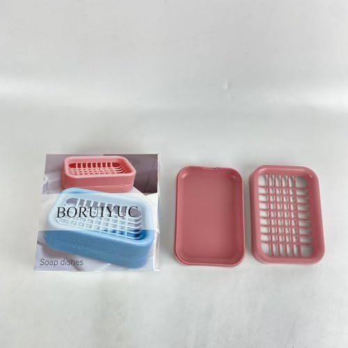 Red Square Soap Dish with Removable Lid - Portable and Leak Proof