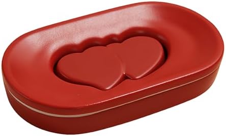 Sizikato Red Heart Embossed Porcelain Soap Dish