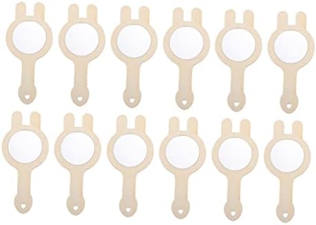 Angoily 12pcs Mini Wooden Mirror Set DIY Handmade