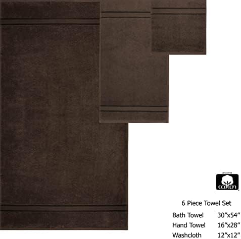 COTTON CRAFT Ultra Soft 6 Piece Towel Set Chocolate