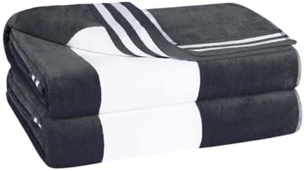 Superior Cotton Striped Beach Towels - Set of 2 Charcoal 1
