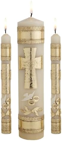 Cross Rings Wedding Candle Unity Set Pack of 2