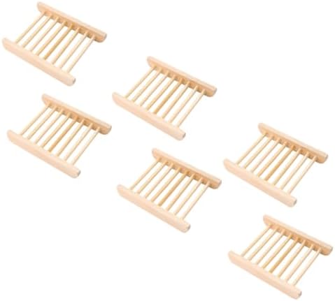 Alipis 6Pcs Wooden Soap Dish Tray Holder for Bathroom Kitchen