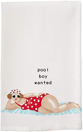 Mud Pie Ladies Summer Kitchen Tea Towel - Pool Boy Wanted 23 x 16