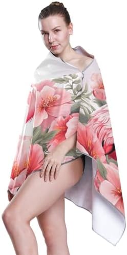 SUABO Pink Flamingo Bath Towel with Hanging Loops 1