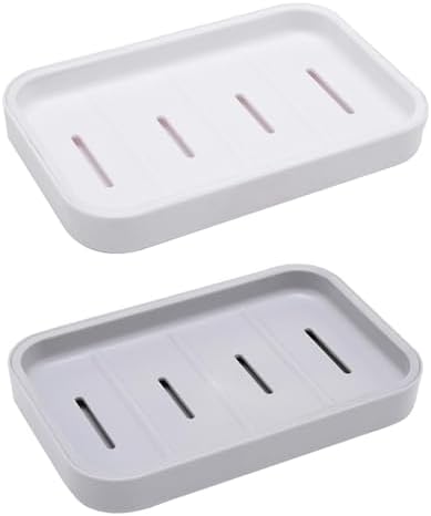 2PCS Soap Dish with Drain Container for Shower and Kitchen
