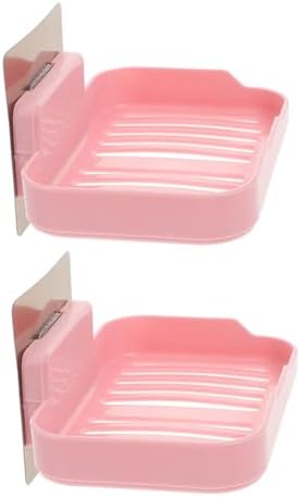 Zerodeko 2pcs Wall-Mounted Soap Dish with Adhesive Sturdy PP Material