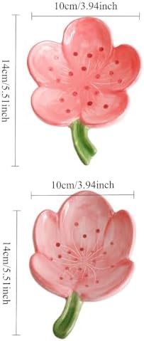 Flower Ceramic Soap Holder Self Draining Tulip Red