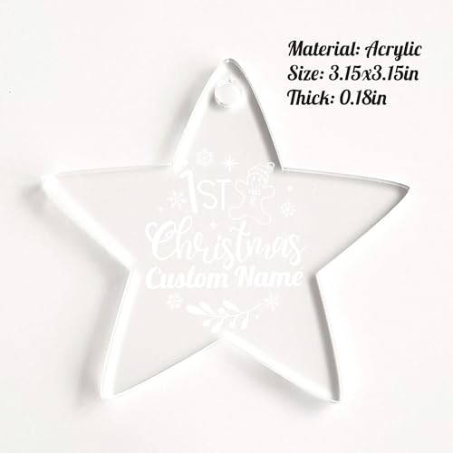 Personalized Babys First Christmas Ornament Laser Engraved Acrylic with Name