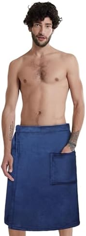Men Boys Bath Towel with Pocket - Adjustable Elastic Band
