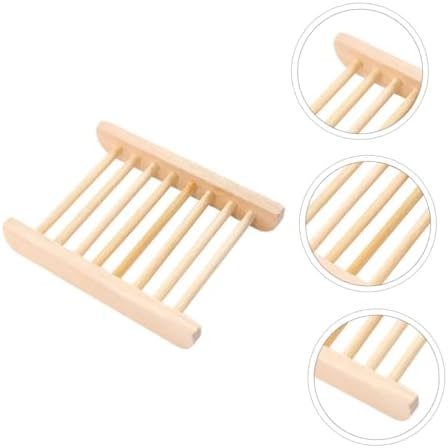 RORPOIR 6Pcs Wooden Soap Dish Tray Set for Bathroom Kitchen