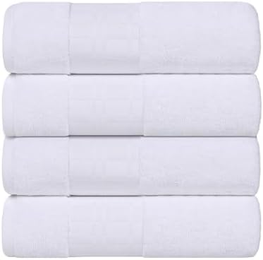 Superior 4-Piece Cotton Bath Towel Set with Geometric Dobby Border