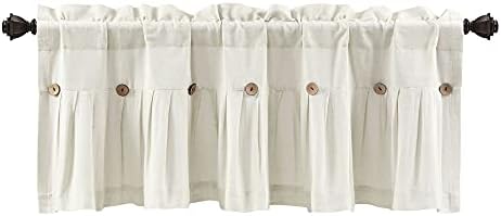 Lush Decor Linen Button Valance 52x18 Off White 1