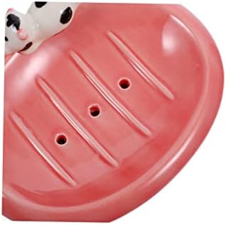 Unomor Cute Cow Ceramic Soap Dish Holder for Bathroom Kitchen