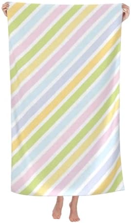 VOOHDDY Rainbow Stripe Beach Towel - Quick Dry Microfiber