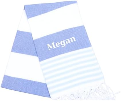 Personalized Blue Beach Towel with Monogram