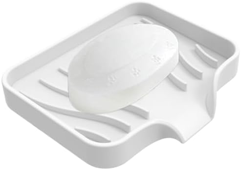 CHIUEAST Bathroom Soap Dish White with Drain