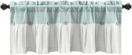 Lush Decor Linen Button Farmhouse Valance 52x18 Blue White