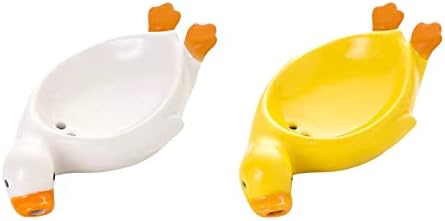Ceramic Self Draining Soap Dish in Cute Duck Shape