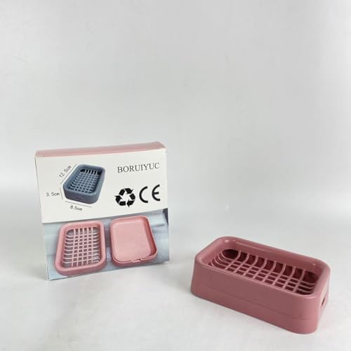 Red Square Soap Dish with Removable Lid - Portable and Leak Proof