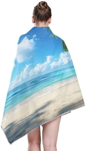 SUABO Tropical Beach Palm Trees Bath Towels with Hanging Loops