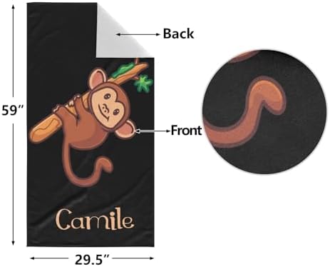 Monkey Branches Personalized Beach Towel for Adults Kids 60x30
