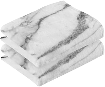 ALAZA White Marble Texture Bath Towel Set of 2