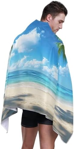 SUABO Tropical Beach Palm Trees Bath Towels with Hanging Loops