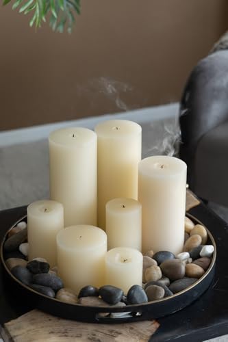 Set of 2 Unscented Soy Wax Pillar Candles - 4x6 Inches Ivory