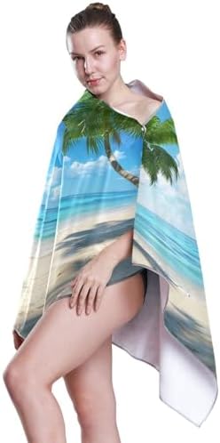 SUABO Tropical Beach Palm Trees Bath Towels with Hanging Loops