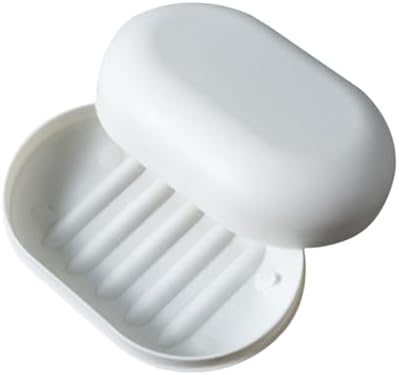 Portable Leakproof Soap Holder with Lid - Travel Soap Container White