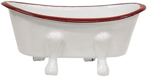 Red Rim Enamel Tub Soap Dish 1