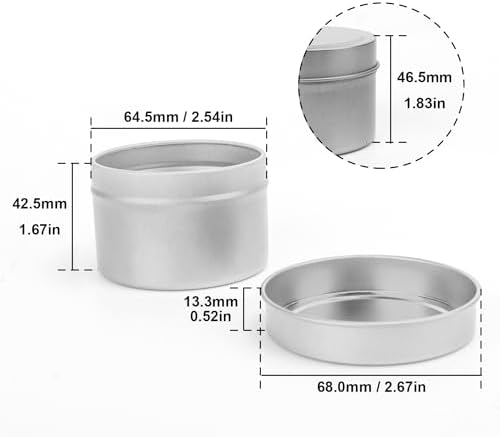 GENHAKON 48-Pack 4 oz Silvery Candle Tins
