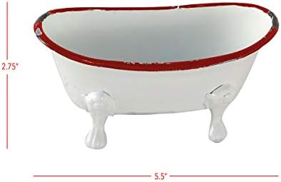 Red Rim White Enamel Bathtub Soap Dish