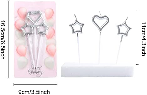 BoKin Birthday Cake Candles Set 6 Stars 3 Hearts