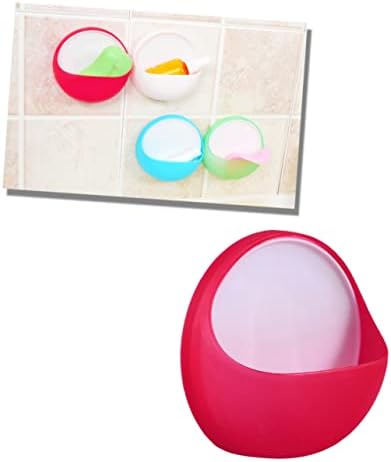 Amosfun Wall Mounted Soap Holder Red Suction Cup Drain Dish