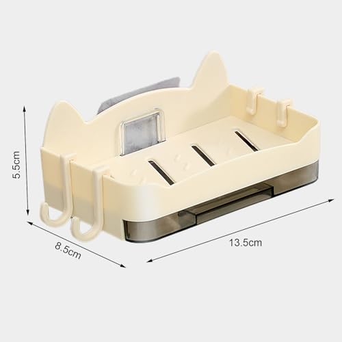 Cute Cat Wall Mounted Soap Holder for Bathroom Beige