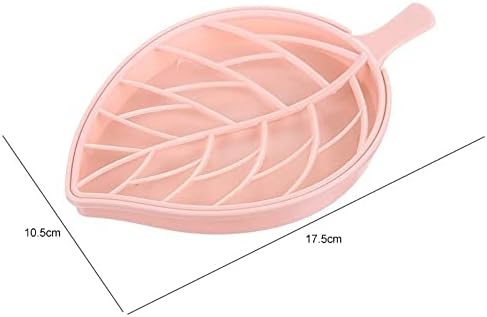 3Pcs Leaf-Shaped Soap Dishes with Drainage Tray Fashionable Bathroom Holder in Green