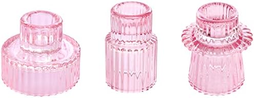 Vixdonos Pink Candlestick Holders Set of 3