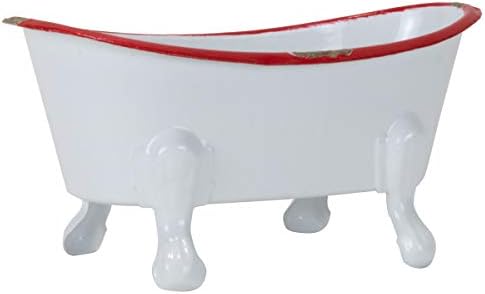 Red Rim White Enamel Bathtub Soap Dish