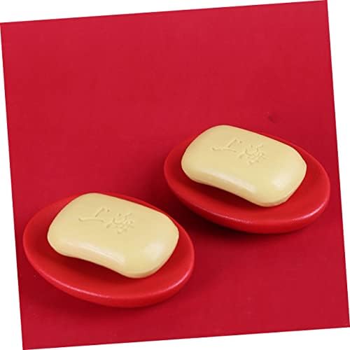 DRESSOOS Ceramic Soap Holder Red Bath Soap Dish