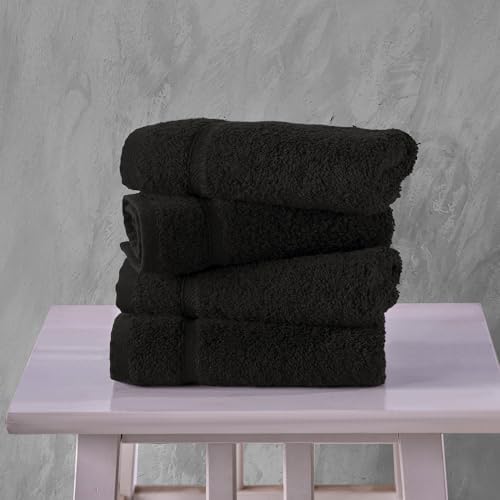 Hawmam Linen 13x13 Inch Black Face Towels - 12 Pack Luxury Washcloths